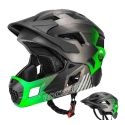 ROCKBROS - Kask z Odpinaną Szczęką - Czarno-Zielony [M]