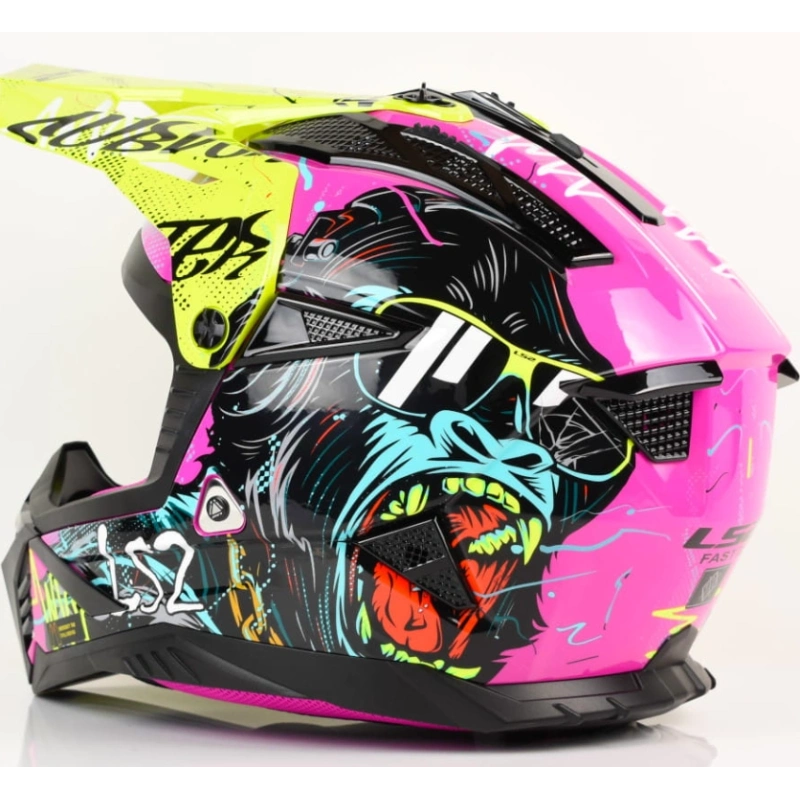 Kask LS2 MX708 Fast II Gorilla Purple H-V Yel- S