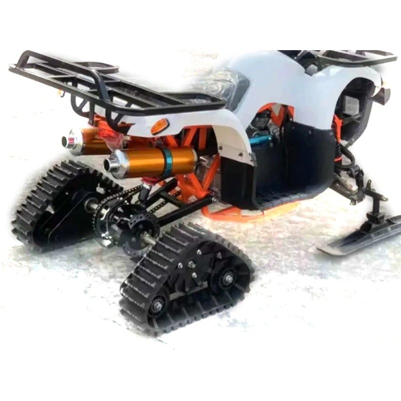 Zestaw śnieżny napędowy gąsienicowy z płozami i ośką STM-01 do mini quada gokarta buggy