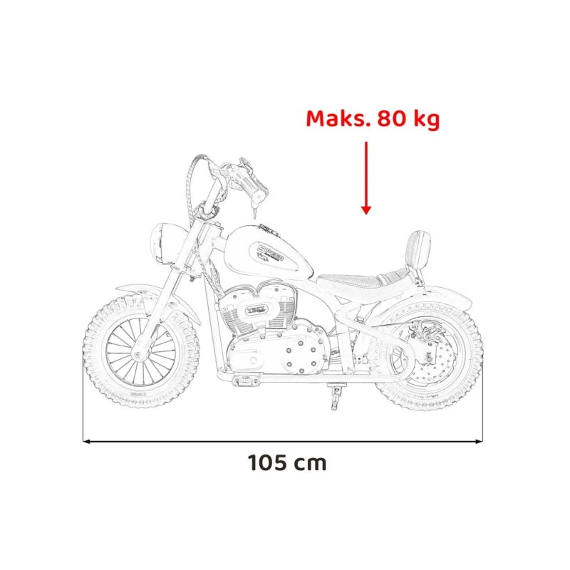Motorek typu mini Harley - Speed Power Pro 24V 250W - czerwony