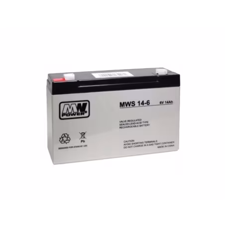 Akumulator żelowy AGM 6V 14Ah - MW Power - do aut i pojazdów elektrycznych