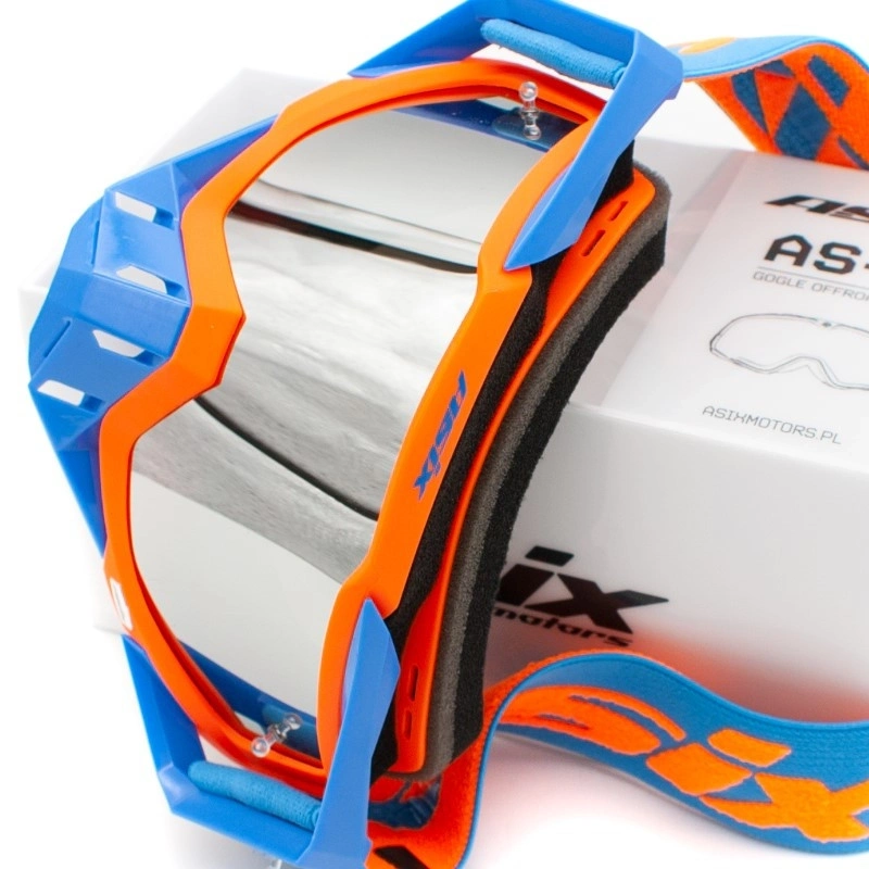 Gogle Asix AS1 Pomarańczowo-Niebieskie Mat Lustro Srebrne