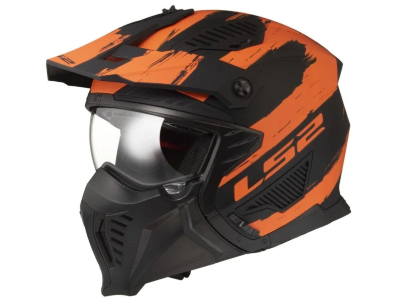 LS2-OF606-DRIFTER-MUD-MATT-BLACK-ORANGE-1 Kask LS2 OF606 DRIFTER MUD MATT BLACK ORANGE