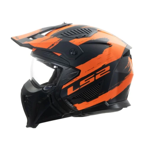 LS2-OF606-DRIFTER-MUD-MATT-BLACK-ORANGE-2 Kask LS2 OF606 DRIFTER MUD MATT BLACK ORANGE