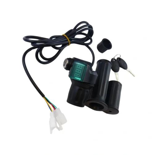 MANETKA-LED-12-99V-2 Manetka Półobrotowa z Wyświetlaczem LED i Zamkiem 12V-99V | Do Hulajnóg i Rowerów Elektrycznych