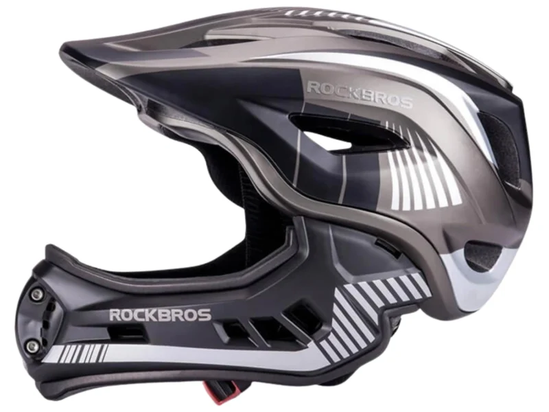 ROCKBOSS-Z-ODPINANA-SZCZEKA-CZARNY-1 Kask Junior z Odpinaną Osłoną Podbródka TT32 Black
