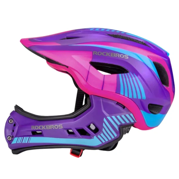 ROCKBOSS-Z-ODPINANA-SZCZEKA-FIOLETOWY-1 Kask Junior z Odpinaną Osłoną Podbródka TT32 Purple