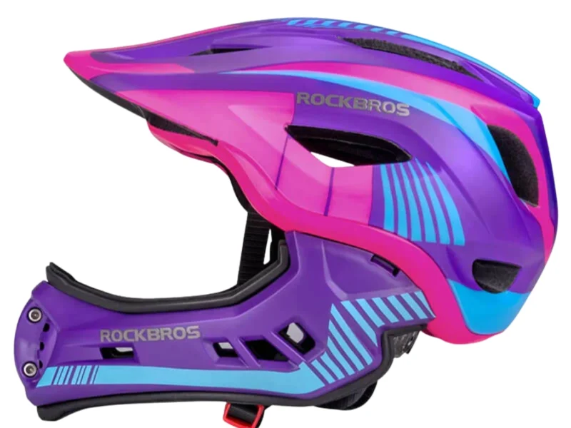 ROCKBOSS-Z-ODPINANA-SZCZEKA-FIOLETOWY-1 Kask Junior z Odpinaną Osłoną Podbródka TT32 Purple